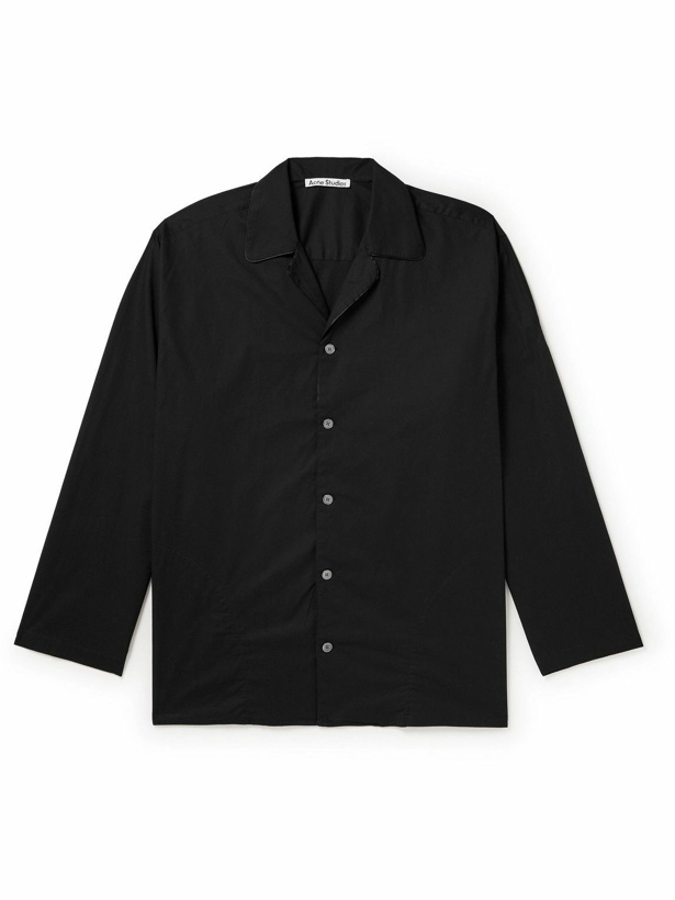 Photo: Acne Studios - Samir Camp-Collar Cotton-Blend Poplin Shirt - Black