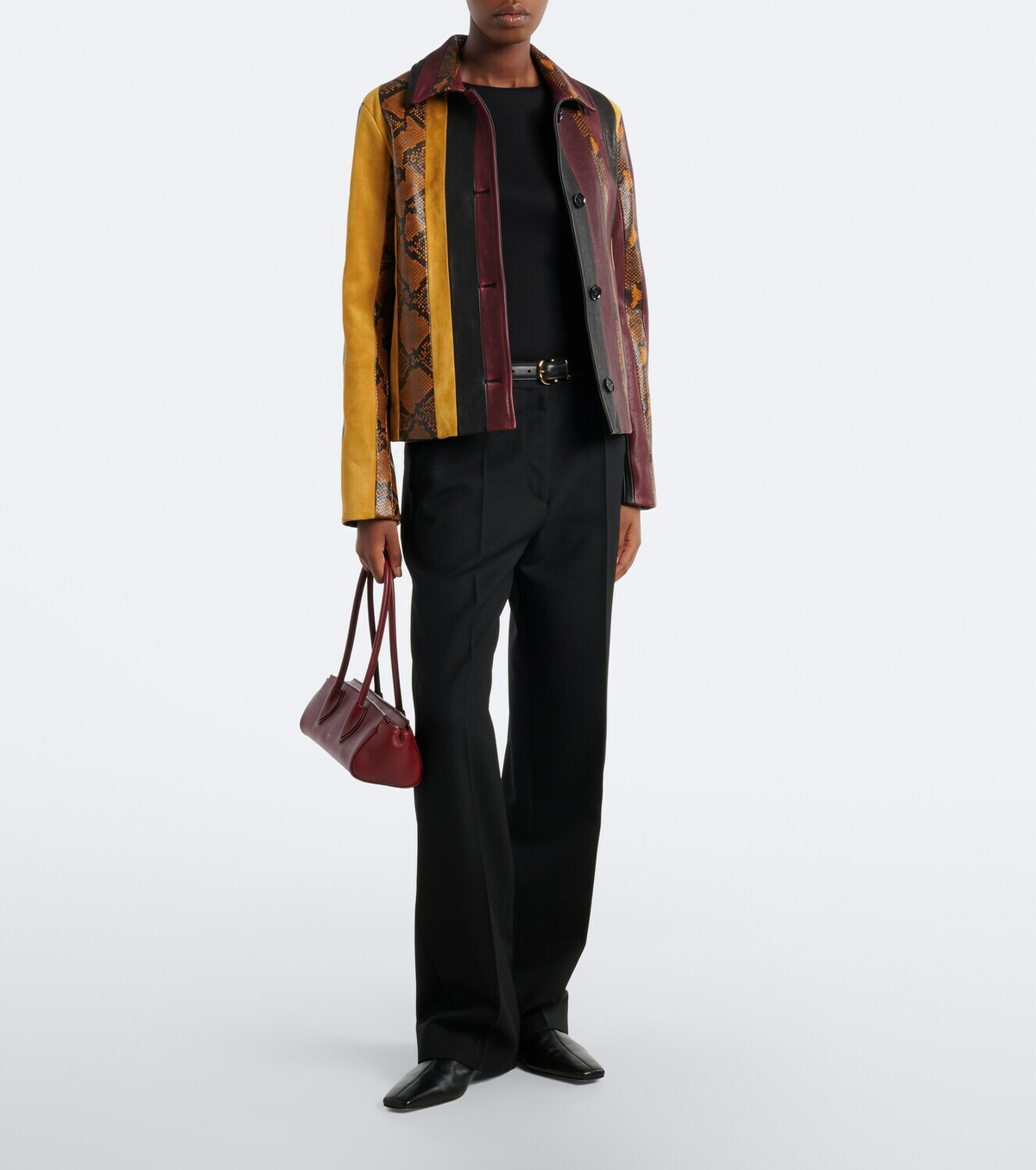Proenza Schouler Sirine snake-effect striped leather jacket