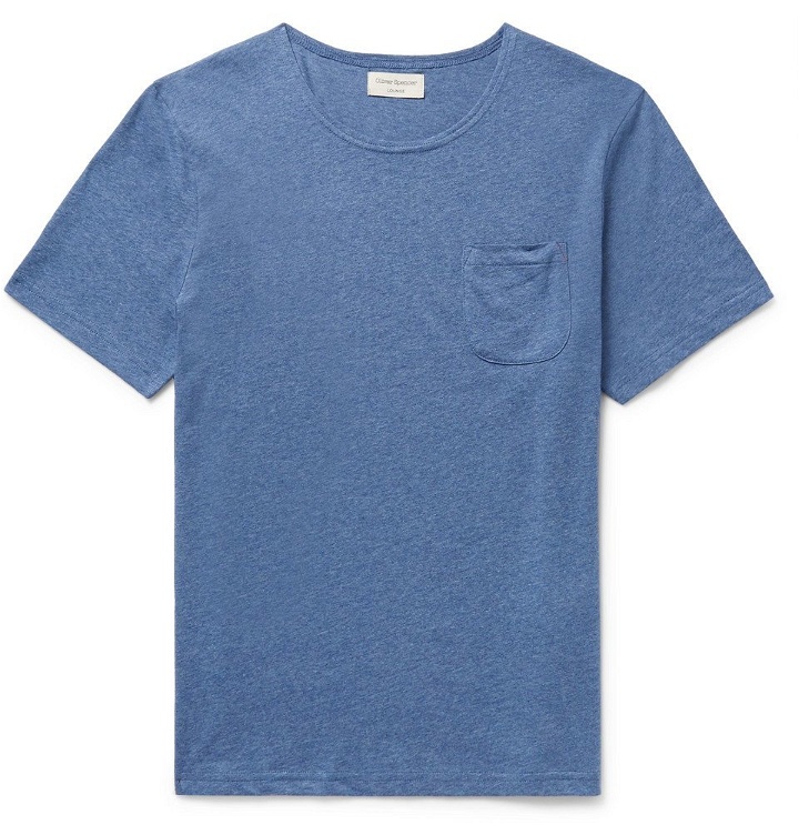 Photo: Oliver Spencer Loungewear - Mélange Supima Cotton-Jersey T-Shirt - Blue