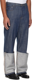 Edward Cuming Navy Turn-Up Drop-Down Jeans
