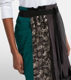 Prada Paneled belted midi skirt
