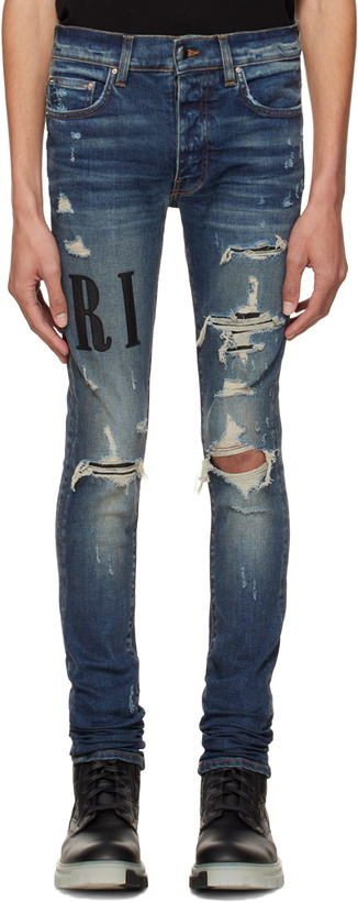 Photo: AMIRI Blue Core Appliqué Jeans