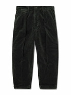 Beams Plus - Cropped Pleated Cotton-Corduroy Trousers - Gray