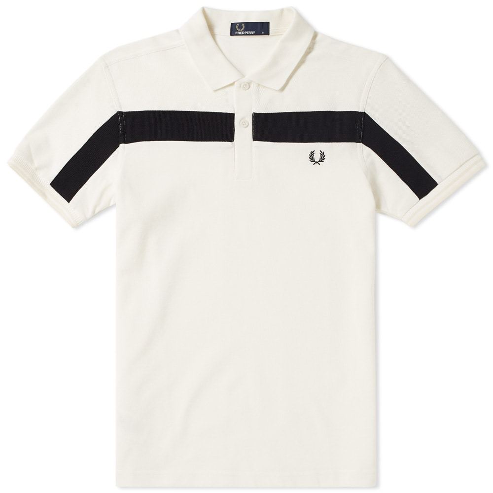 Fred Perry Textured Panelled Retro Polo Neutrals Fred Perry