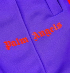 Palm Angels - Slim-Fit Logo-Print Striped Tech-Jersey Sweatpants - Men - Purple