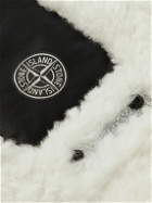 Stone Island - Logo-Appliquéd Vitrified Shearling Hooded Coat - Gray