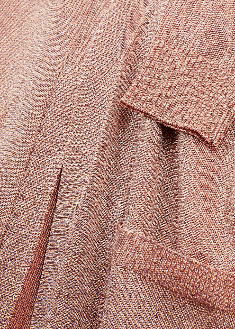 Missoni Belted Metallic-knit Cardigan Light Pink