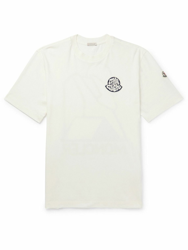 Photo: Moncler - Logo-Appliquéd Printed Cotton-Jersey T-Shirt - White