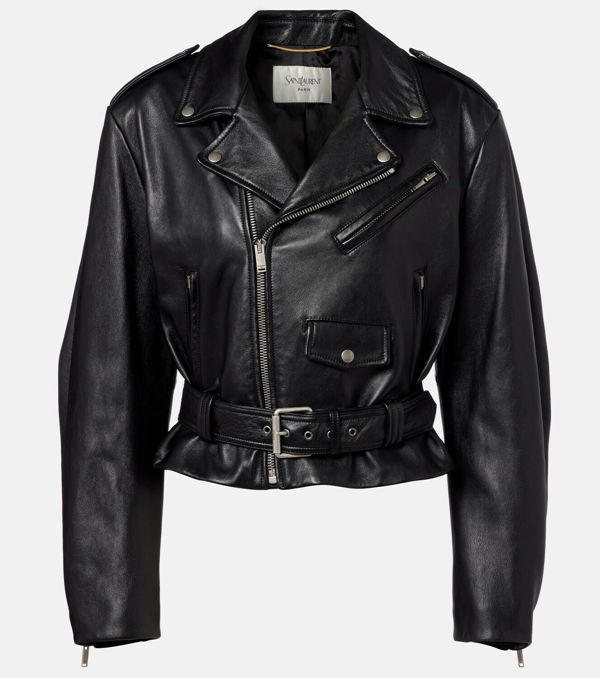 Saint Laurent Cropped leather biker jacket