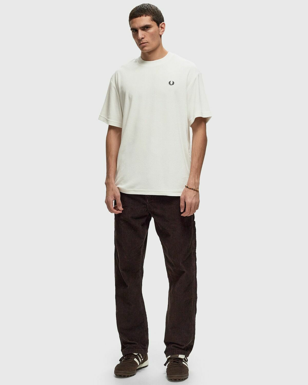 Fred Perry Relaxed Towelling T Shirt White Shortsleeves