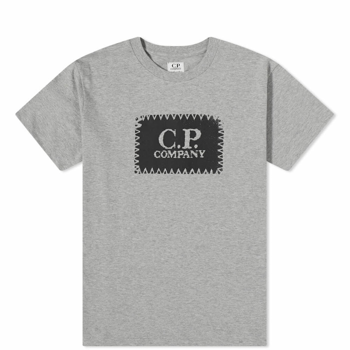 Photo: C.P. Company Undersixteen Men's Block Logo Tee in Grey Melange