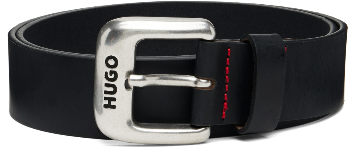 Hugo Black Buffed Leather Belt