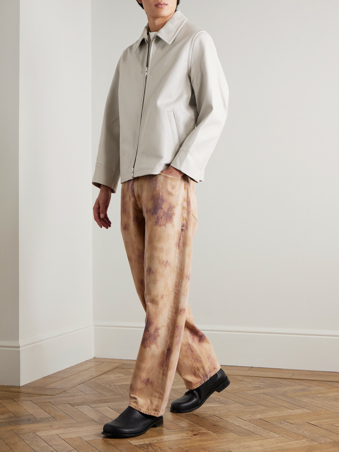 AGOLDE - Chadwick Full-Grain Leather Jacket - Neutrals