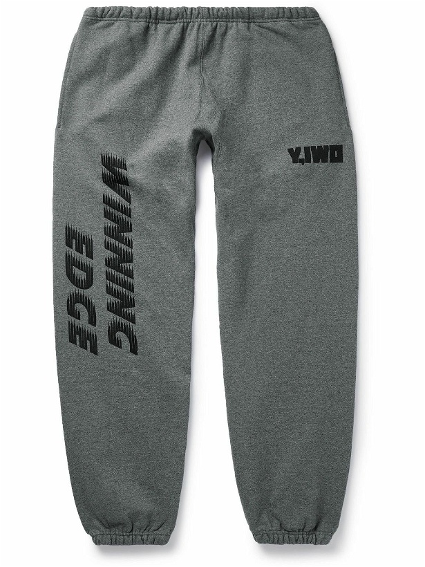 Photo: Y,IWO - Lessons Tapered Logo-Print Cotton-Jersey Sweatpants - Gray