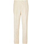 Saman Amel - Tapered Pleated Cotton-Blend Twill Trousers - Neutrals