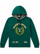 Valentino - Logo-Print Cotton-Jersey Hoodie - Green