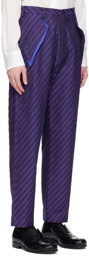 Sulvam Purple Striped Trousers