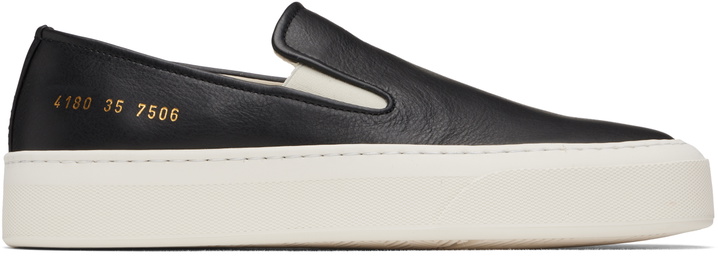 Photo: Common Projects Black Leather Slip-on Sneakers