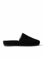 Mulo - Shearling-Lined Suede Slippers - Black