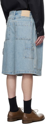 WOOYOUNGMI Blue Paneled Denim Shorts