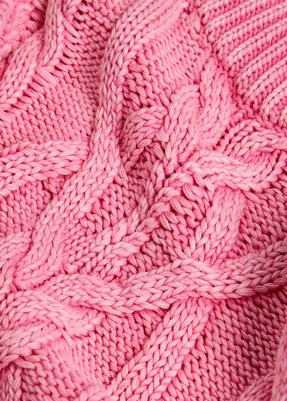 Free People Frankie Cable-knit Jumper Light Pink
