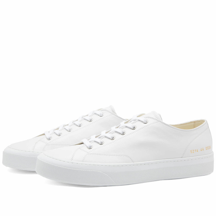 Photo: Common Projects Men's Tournament Low Classic Leather Sneakers in White
