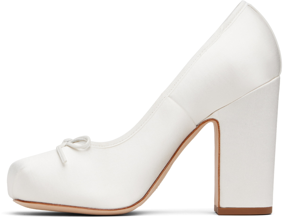 Sandy Liang White Pointe 100 Satin Heels