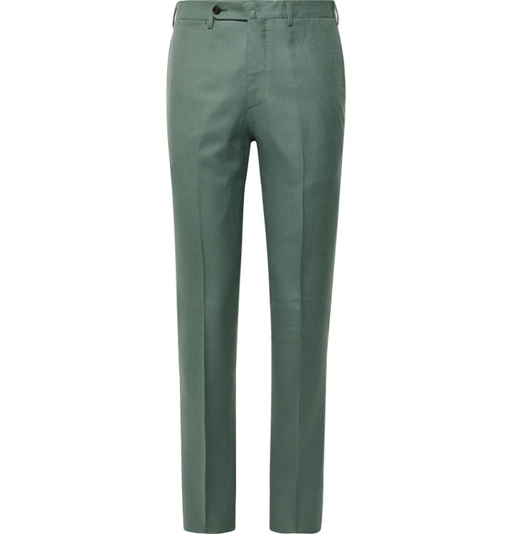 Photo: Sid Mashburn - Grey-Green Slim-Fit Wool-Twill Trousers - Green