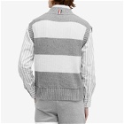 Thom Browne Men's Oversized Rugby Stripe Vest in Light Grey