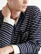 The Elder Statesman - Striped Cashmere Polo Shirt - Blue