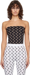 Marine Serre Black Recycled Moon Jersey Second Skin Tube Top