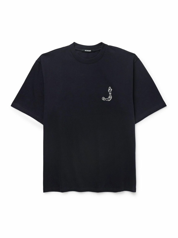 Photo: Jacquemus - Logo-Print Embroidered Cotton-Jersey T-Shirt - Blue