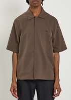Herno Striped Seersucker Shirt Dark Brown