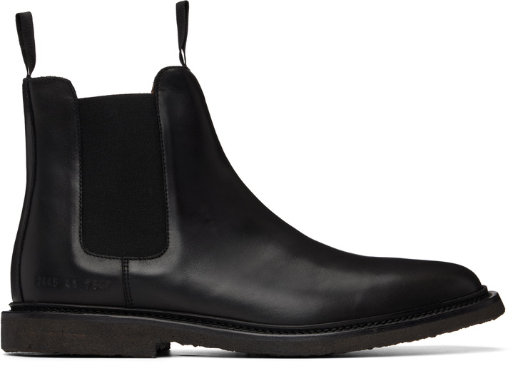Photo: Common Projects Black Leather Chelsea Boots