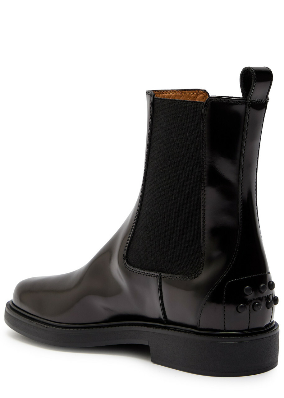 Tods Patent Leather Chelsea Boots Black