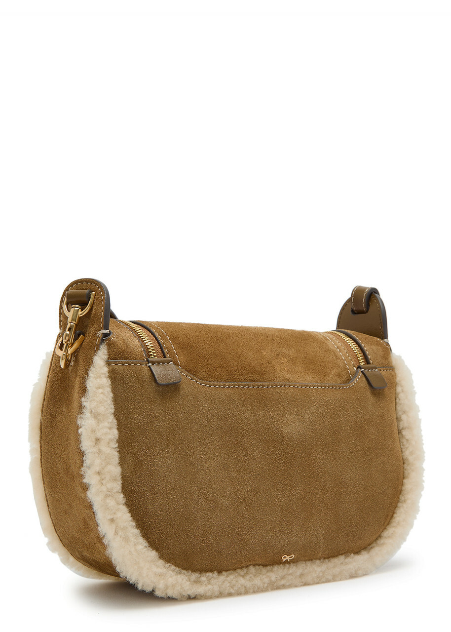 Anya Hindmarch Vere Small Shearling-trimmed Suede Cross-body bag - Brown - One Size