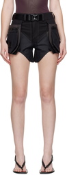 Mugler Black Technical Cargo Shorts