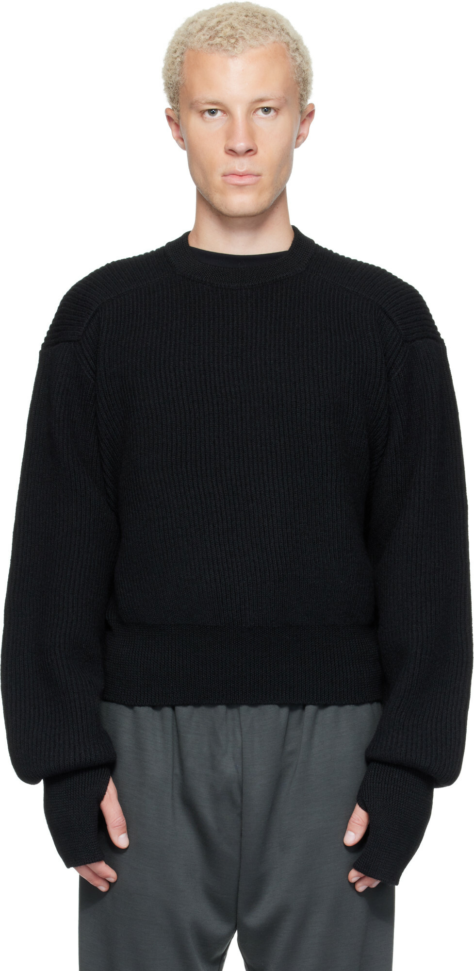 Rier Black Roundneck Utility Sweater