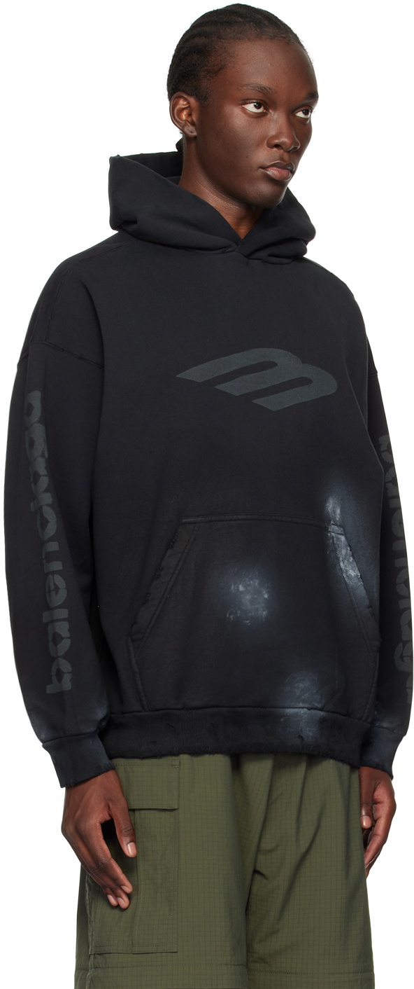 BALENCIAGA＊3B STENCIL HOODIE MEDIUM ダメージパーカー＊送込 BALENCIAGA＊3B STENCIL HOODIE MEDIUM ダメージパーカー＊送込