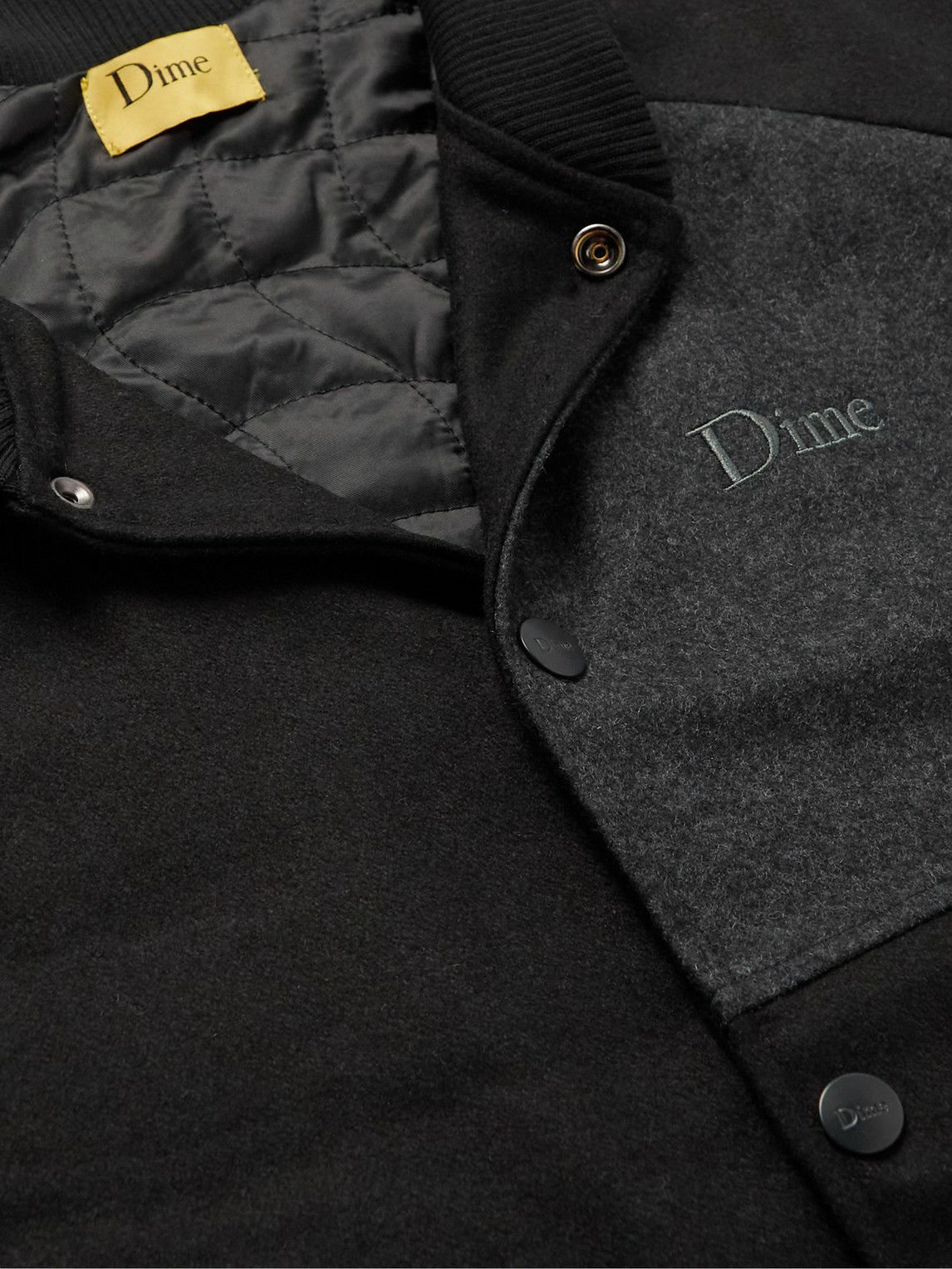 DIME - Letterman Logo-Embroidered Woven Jacket - Black Dime