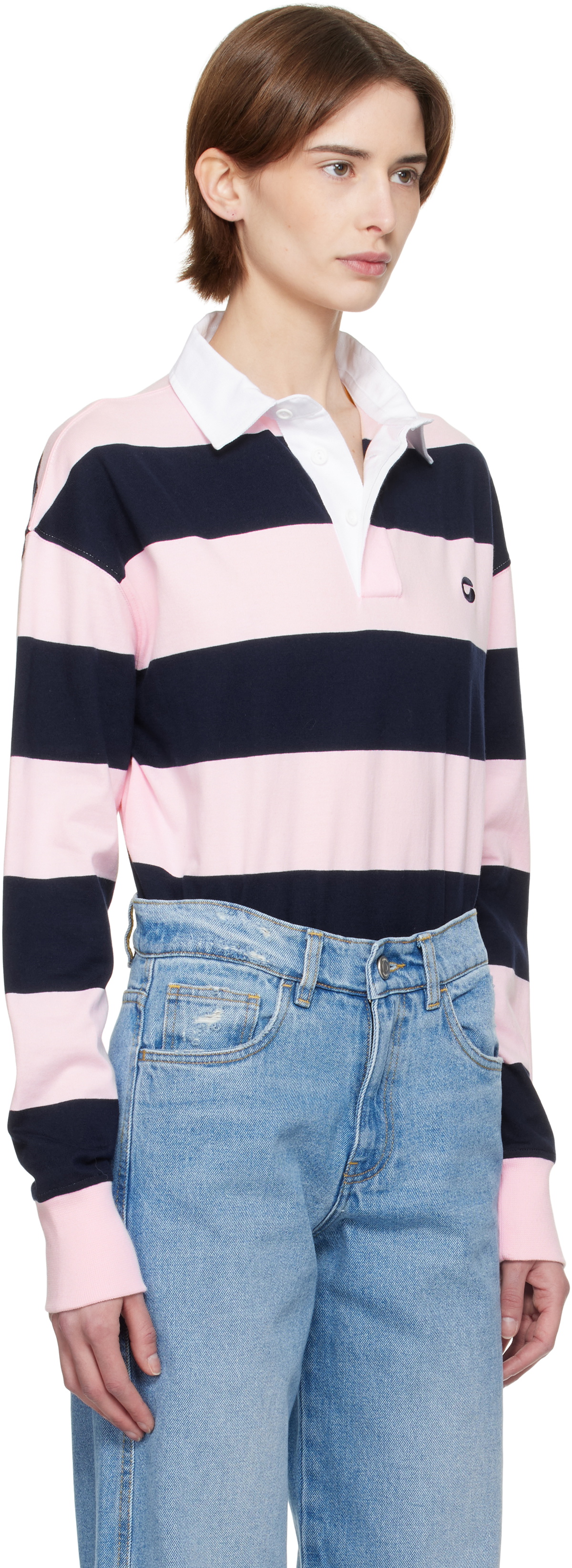 Coperni Navy & Pink Striped Bodysuit