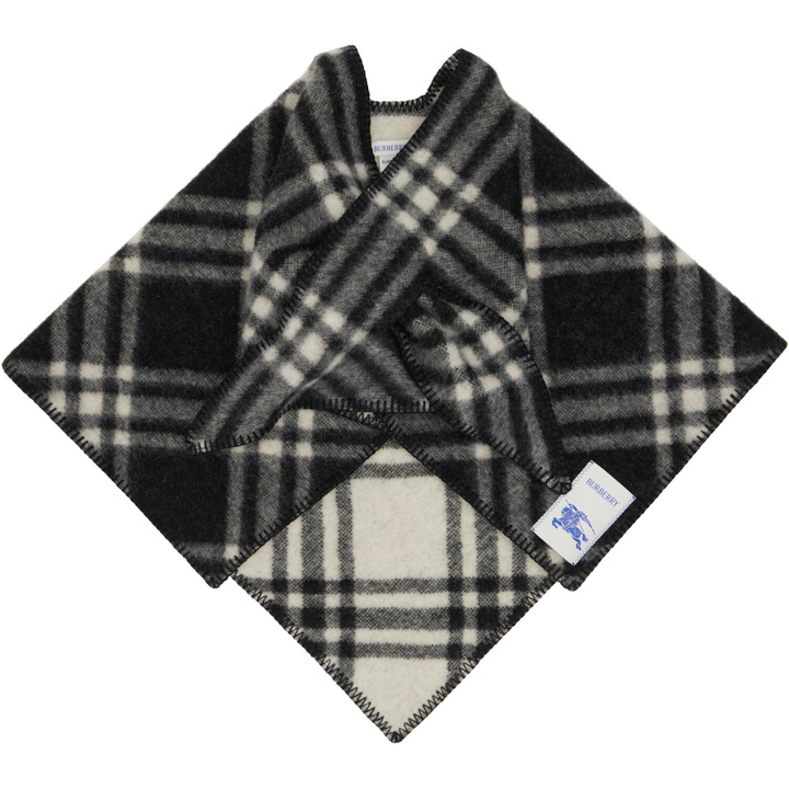 Photo: Burberry Black & White Check Wool Capelet Scarf