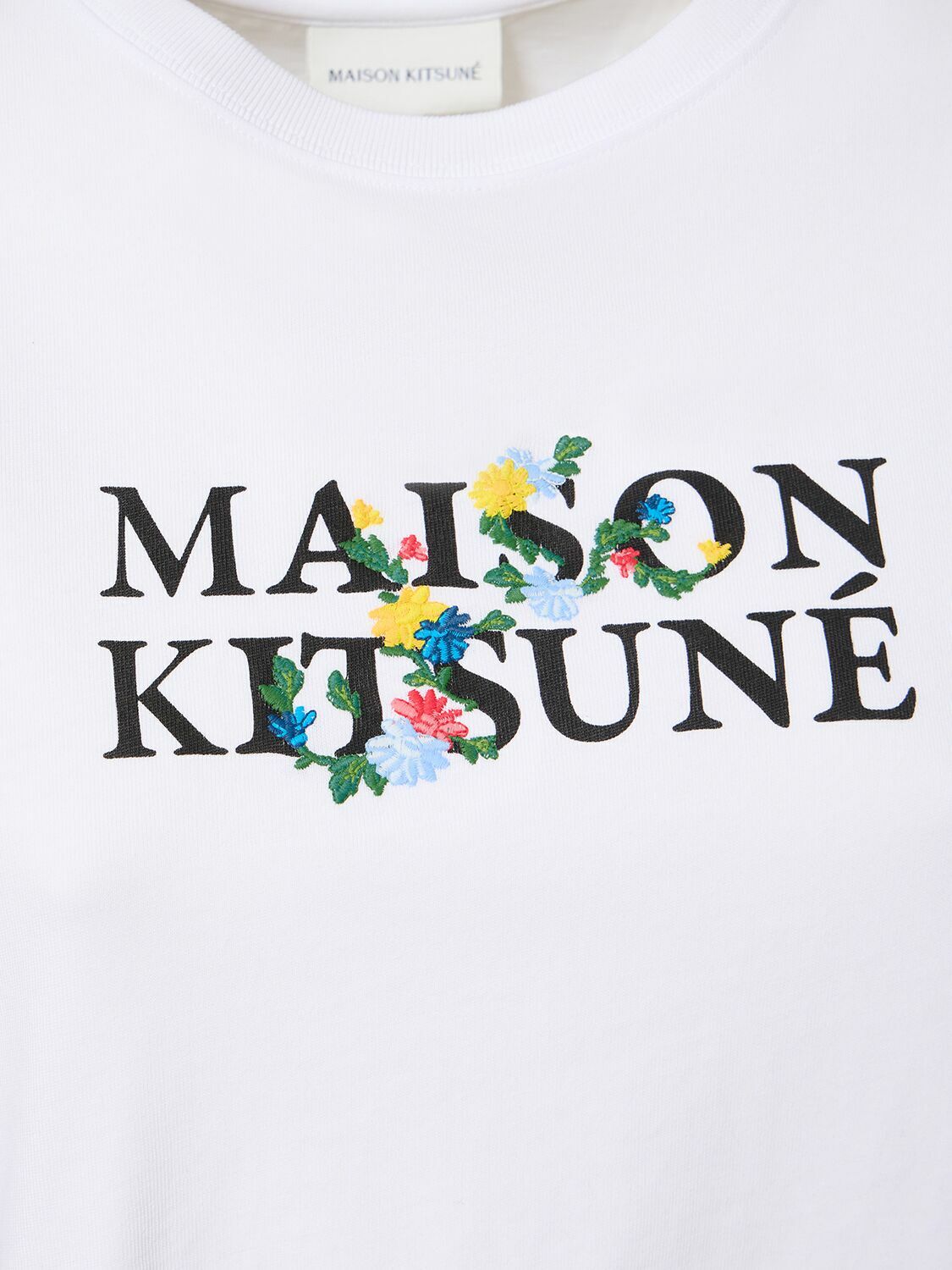 【関税・送料込み】MAISON KITSUNE FLOWER LOGO LETTERING MAISON KITSUNÉ - Flower Logo Printed Cotton T-shirt Maison