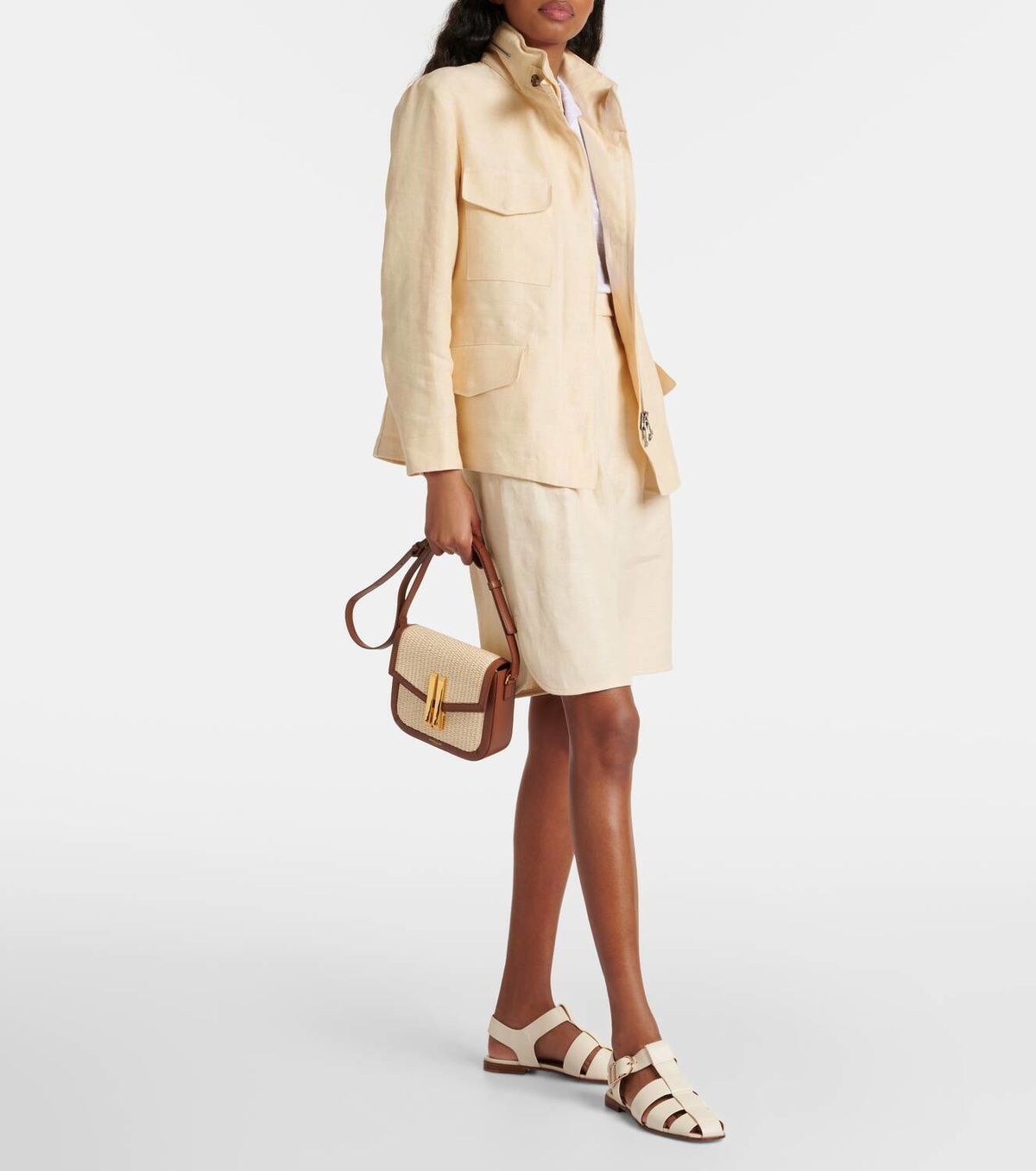 DeMellier Vancouver raffia shoulder bag