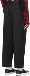 Junya Watanabe Black Wool Wide-Leg Trousers