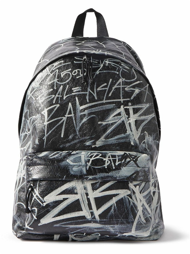 Photo: Balenciaga - Explorer Graffiti-Print Textured-Leather Backpack