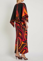 Pucci Printed Cape-effect Silk Maxi Dress Orange