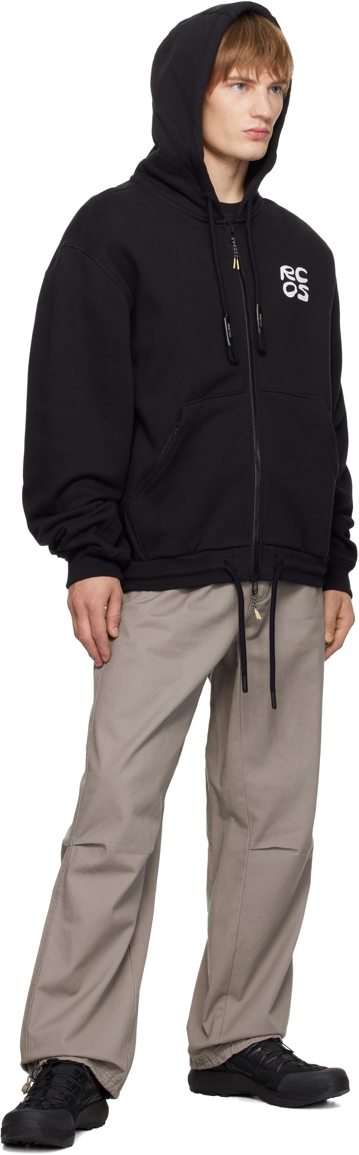 RCOS Black Stack Logo Zip Up Hoodie