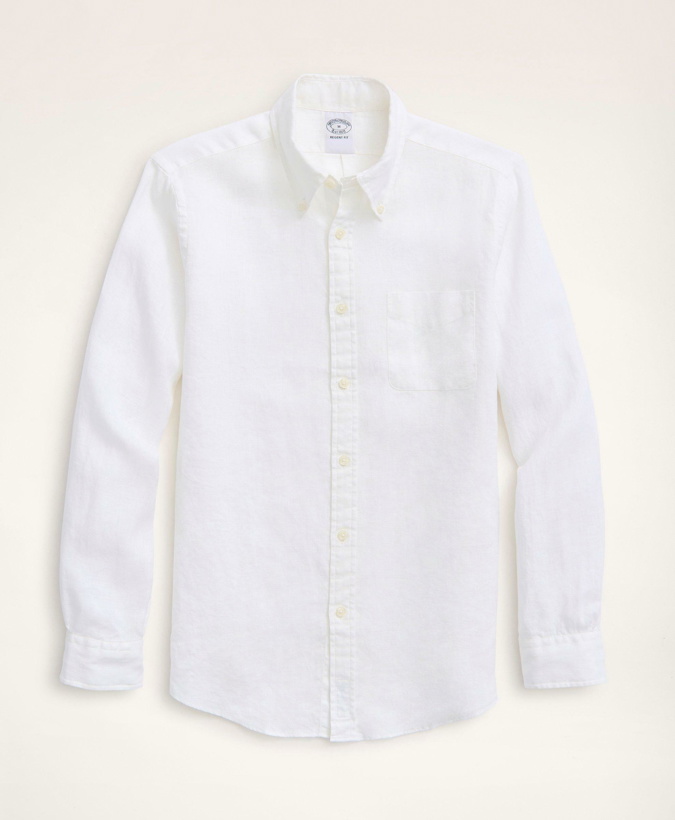 Photo: Brooks Brothers Men's Regent Regular-Fit Sport Shirt, Irish Linen | White