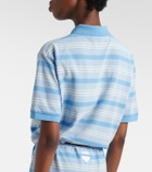 Prada Striped cropped cotton piqué polo shirt